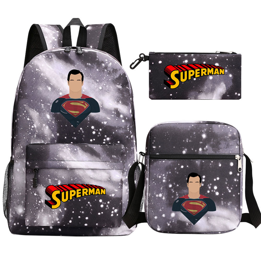 Superman Superhero SchoolBag Backpack Shoulder Bag Book Pencil Bags  3pcs Set