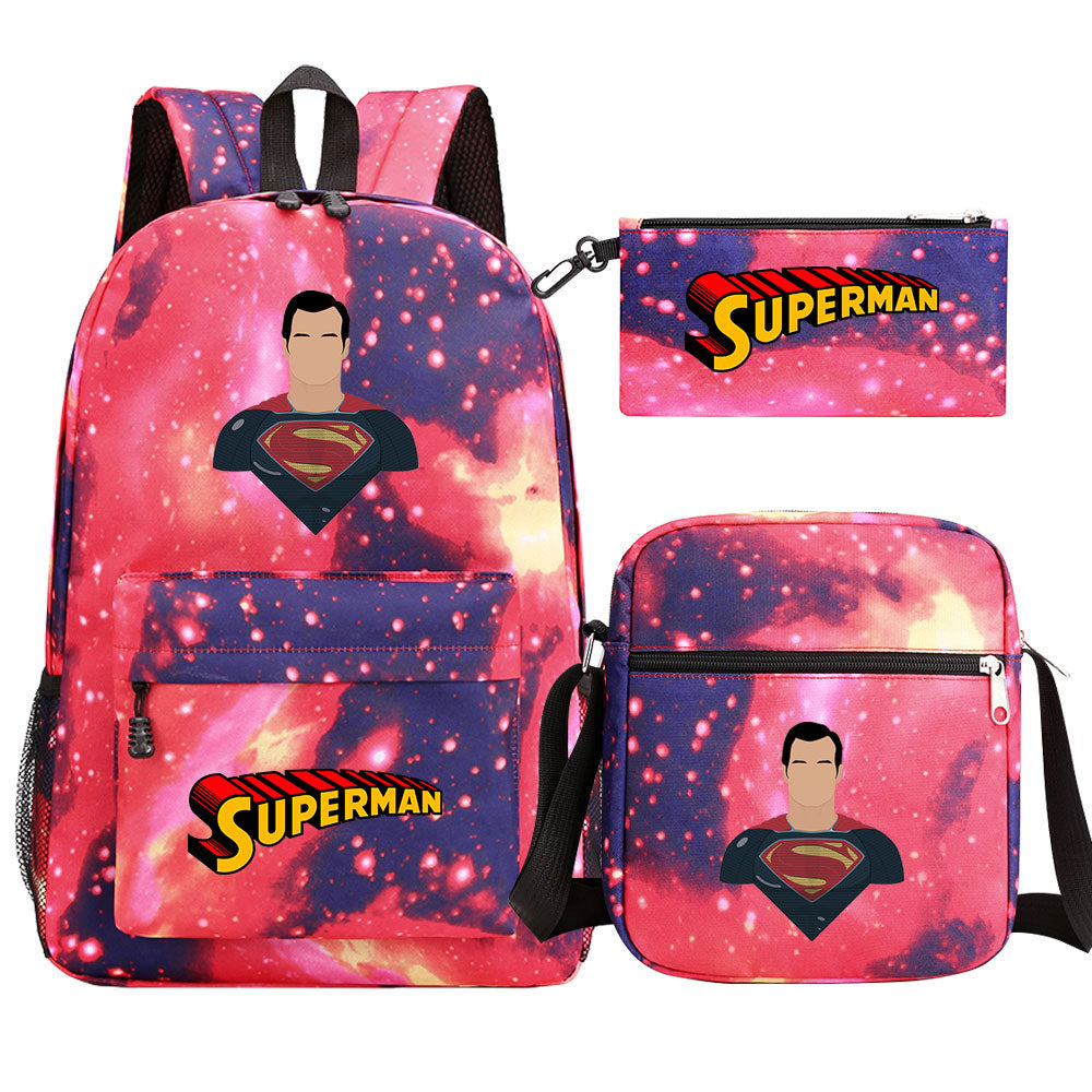 Superman Superhero SchoolBag Backpack Shoulder Bag Book Pencil Bags  3pcs Set