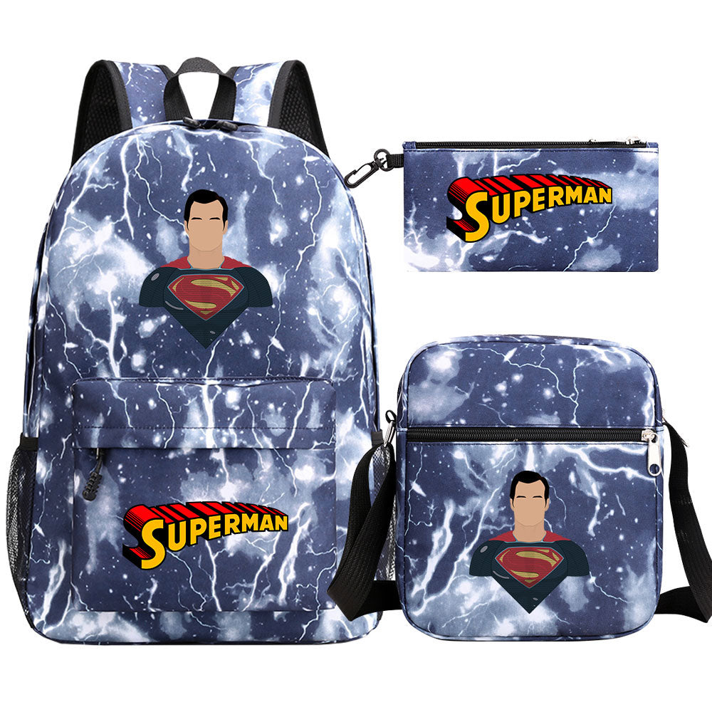 Superman Superhero SchoolBag Backpack Shoulder Bag Book Pencil Bags  3pcs Set