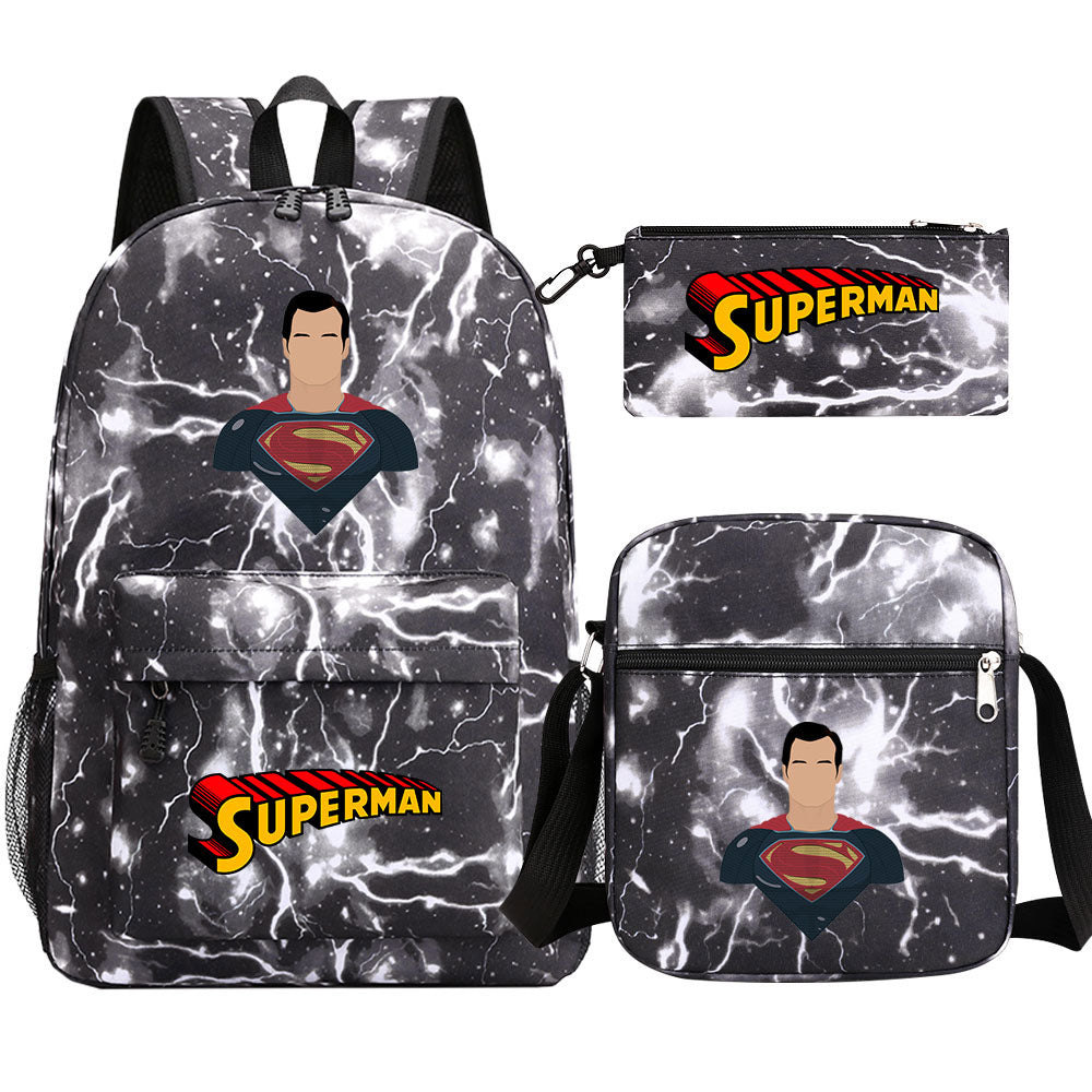 Superman Superhero SchoolBag Backpack Shoulder Bag Book Pencil Bags  3pcs Set