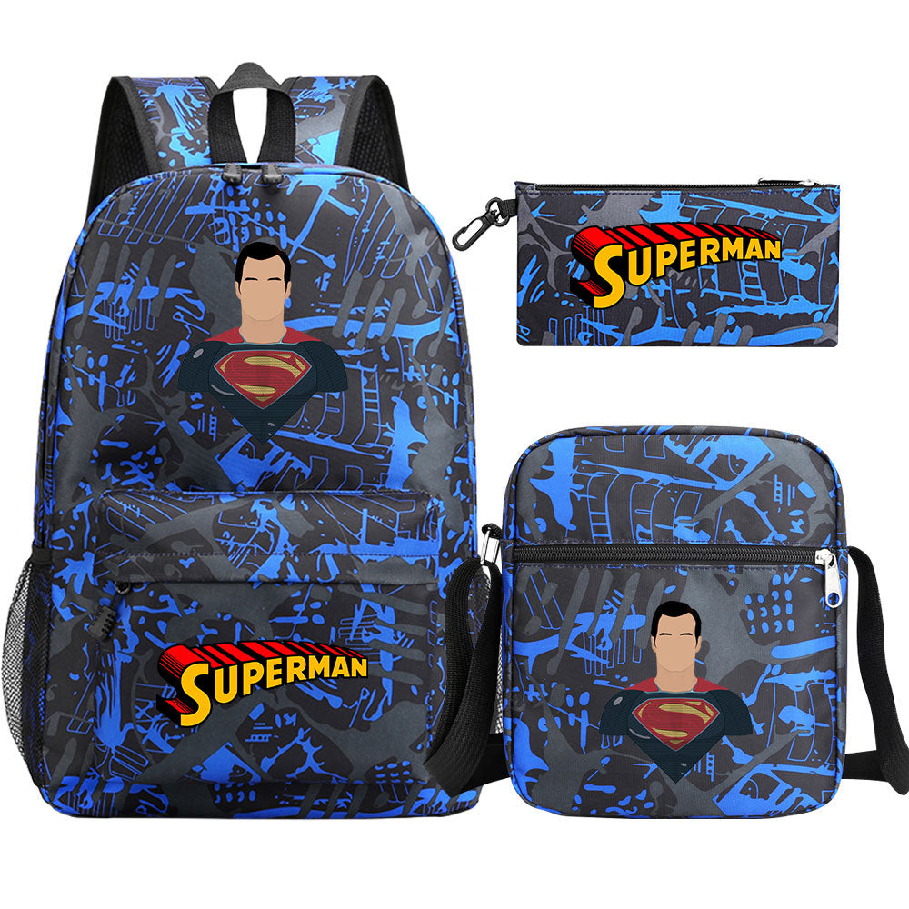 Superman Superhero SchoolBag Backpack Shoulder Bag Book Pencil Bags  3pcs Set