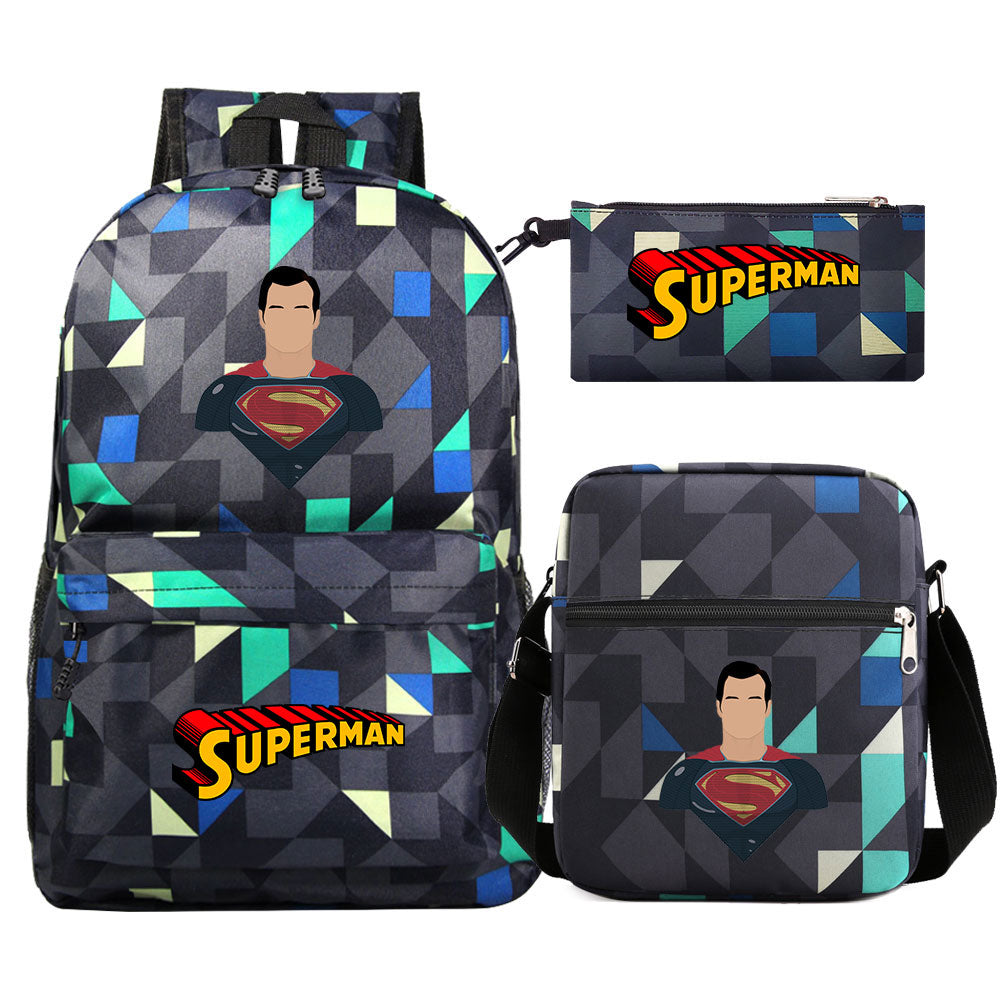 Superman Superhero SchoolBag Backpack Shoulder Bag Book Pencil Bags  3pcs Set