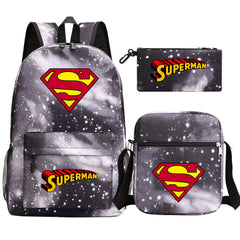 Superman Superhero SchoolBag Backpack Shoulder Bag Book Pencil Bags  3pcs Set
