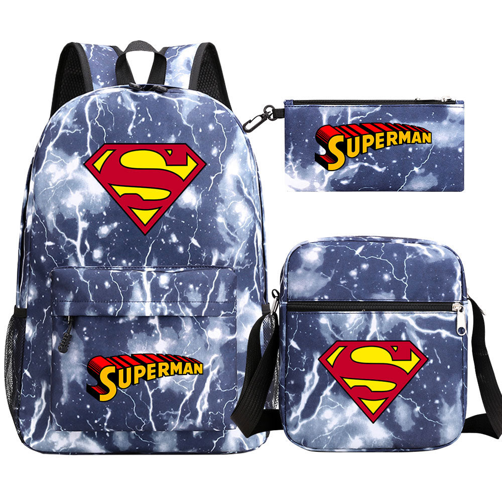 Superman Superhero SchoolBag Backpack Shoulder Bag Book Pencil Bags  3pcs Set