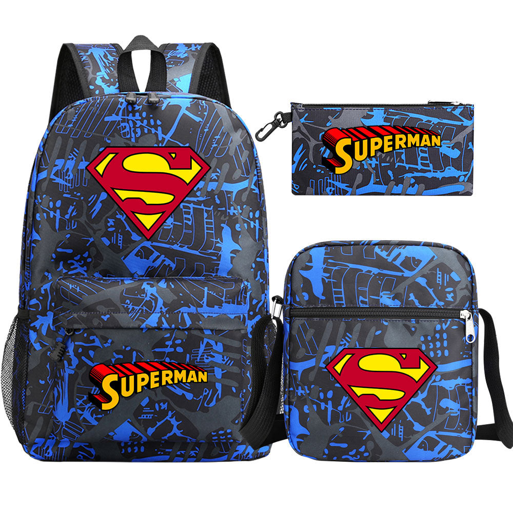 Superman Superhero SchoolBag Backpack Shoulder Bag Book Pencil Bags  3pcs Set