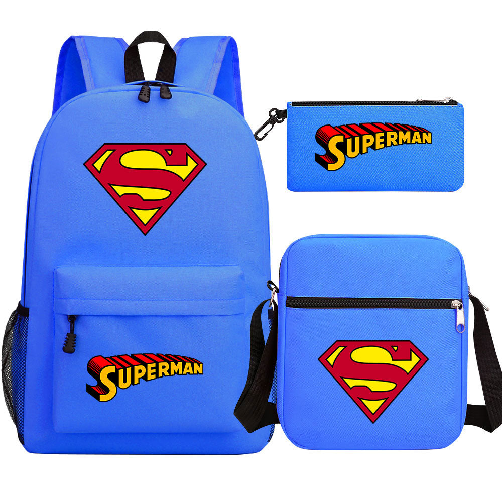 Superman Superhero SchoolBag Backpack Shoulder Bag Book Pencil Bags  3pcs Set