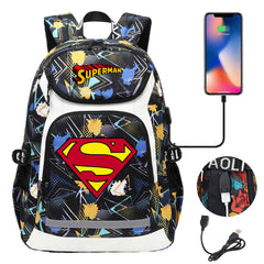 Superman Superhero USB Charging Backpack School NoteBook Laptop Travel Bags