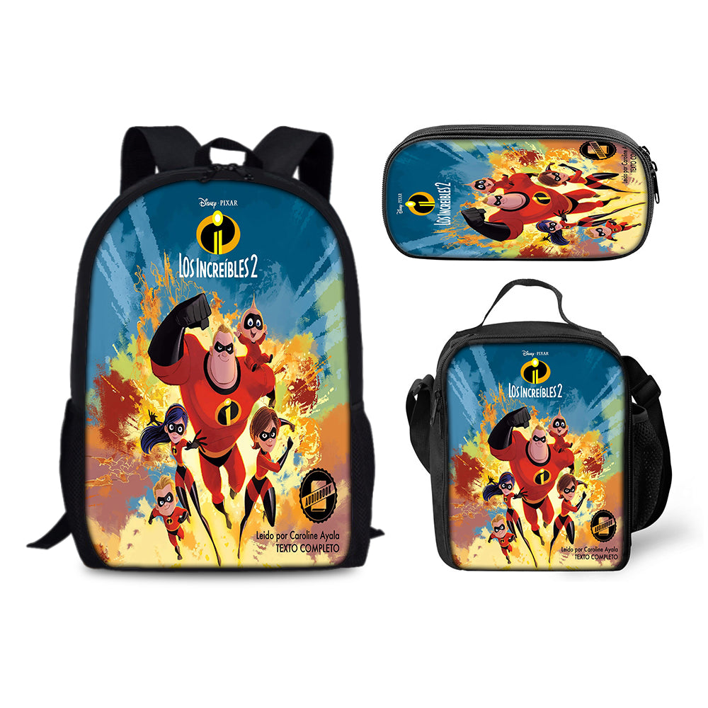 The Incredibles Schoolbag Backpack Lunch Bag Pencil Case 3pcs Set Gift for Kids Students