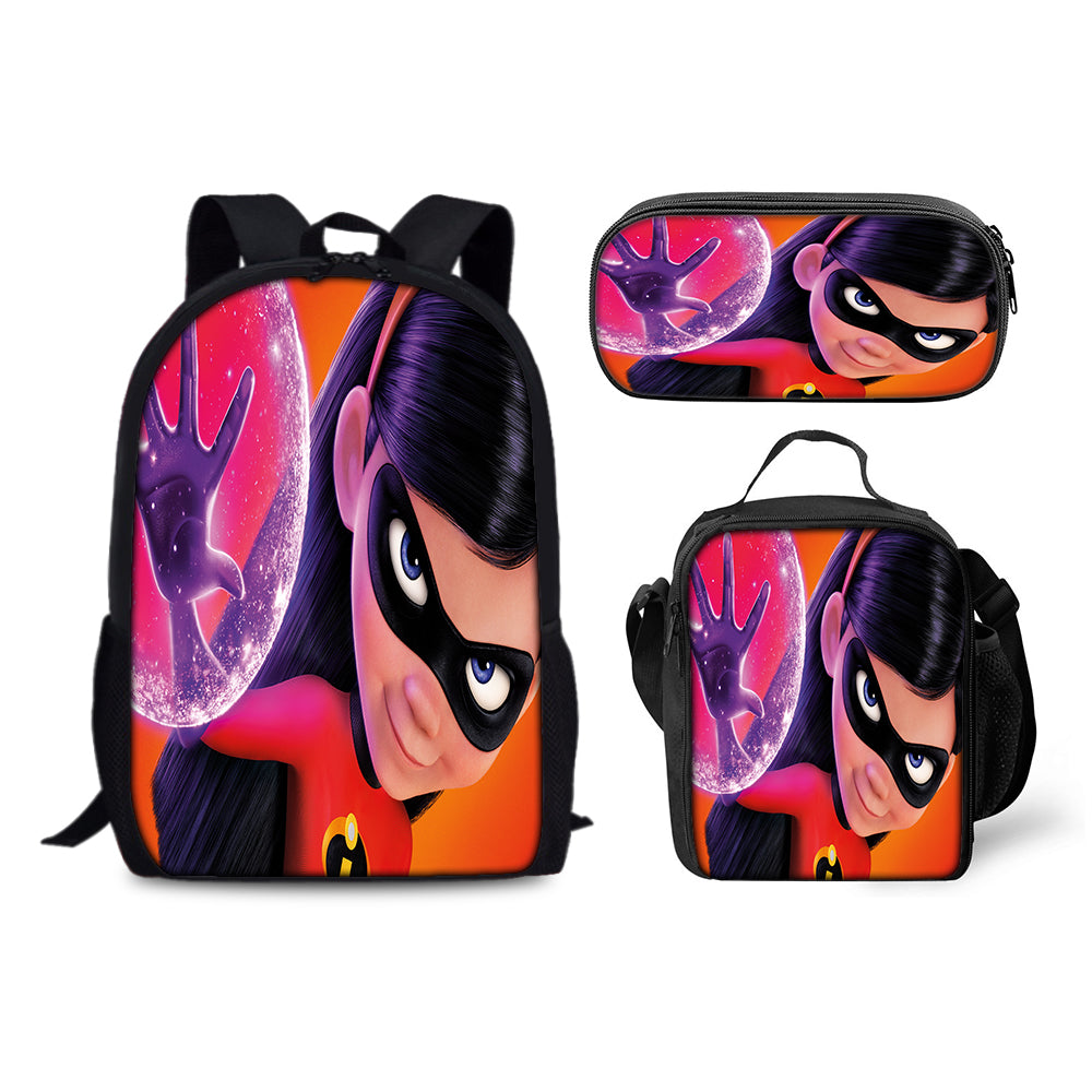 The Incredibles Schoolbag Backpack Lunch Bag Pencil Case 3pcs Set Gift for Kids Students