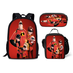 The Incredibles Schoolbag Backpack Lunch Bag Pencil Case 3pcs Set Gift for Kids Students