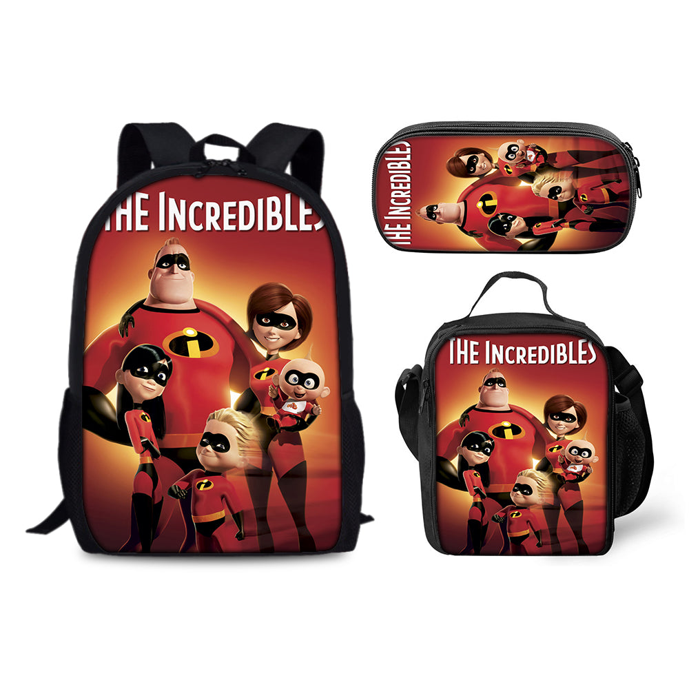 The Incredibles Schoolbag Backpack Lunch Bag Pencil Case 3pcs Set Gift for Kids Students