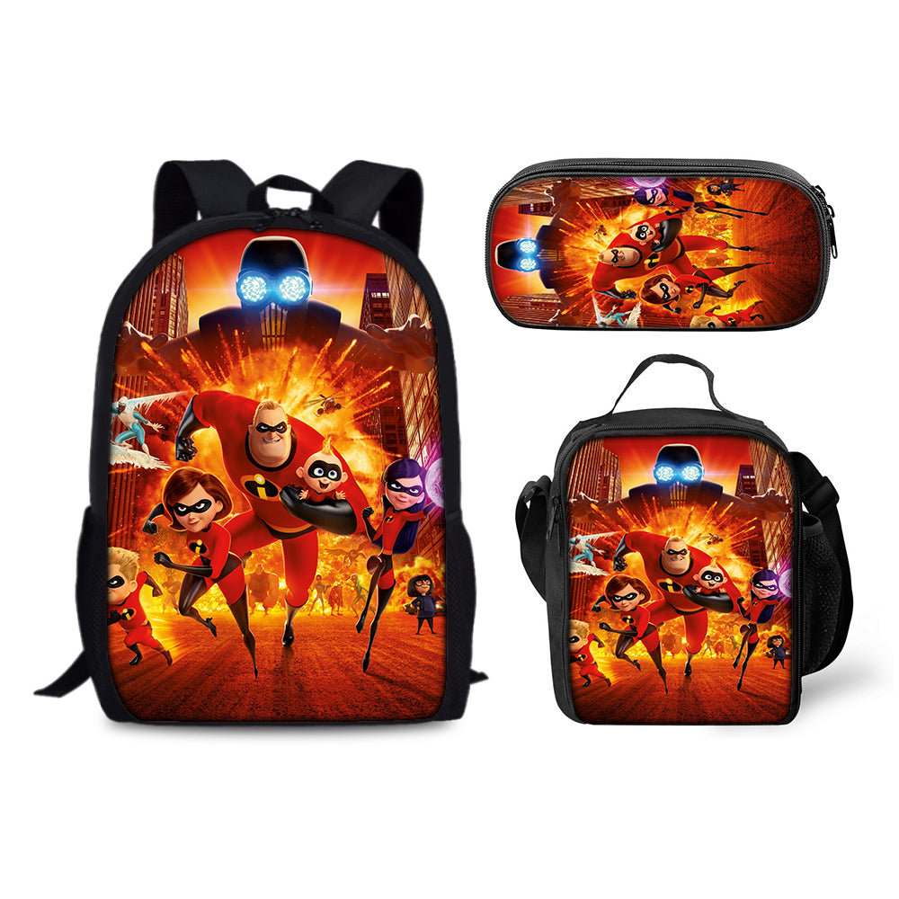 The Incredibles Schoolbag Backpack Lunch Bag Pencil Case 3pcs Set Gift for Kids Students