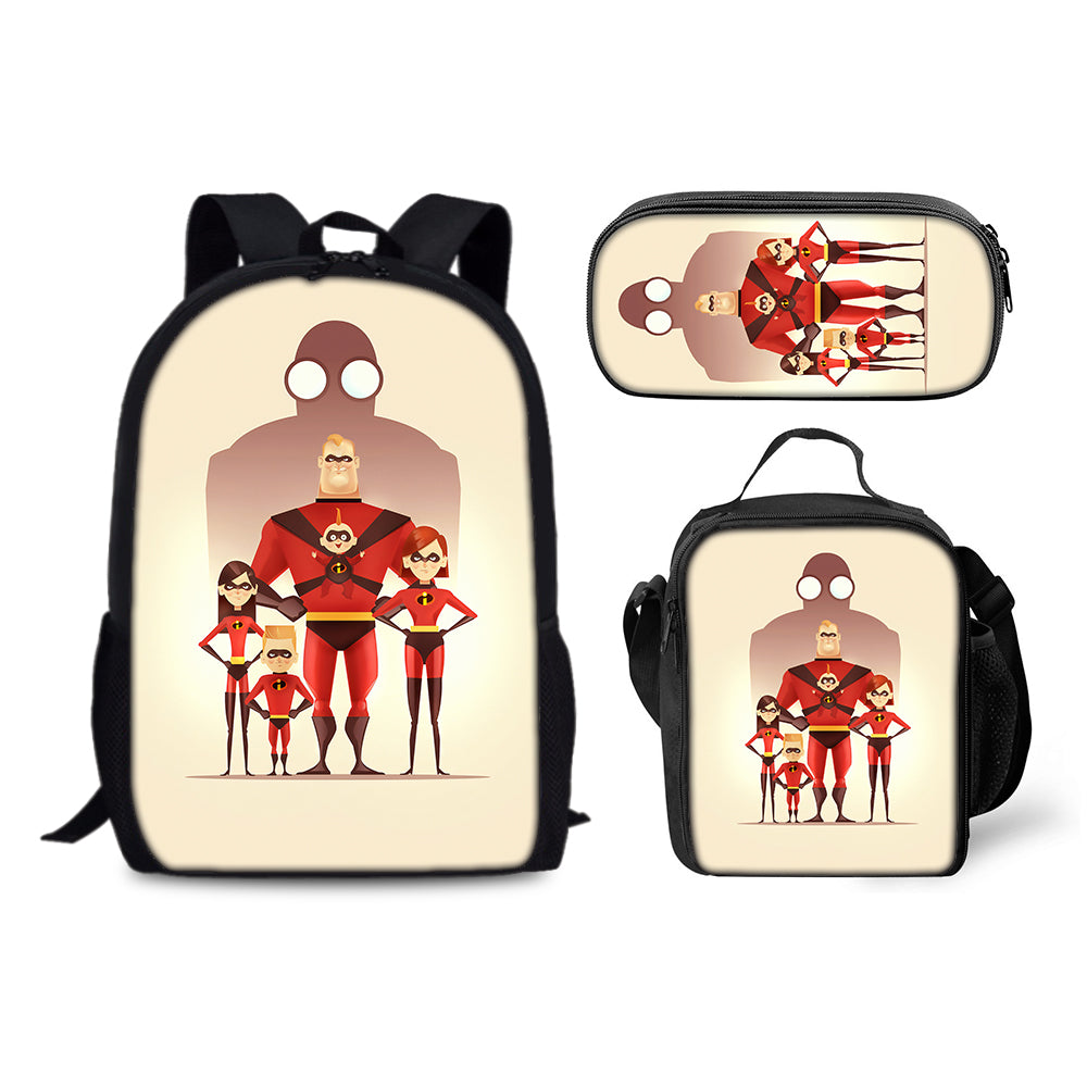 The Incredibles Schoolbag Backpack Lunch Bag Pencil Case 3pcs Set Gift for Kids Students