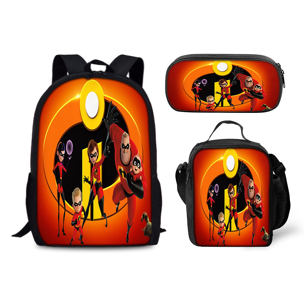 The Incredibles Schoolbag Backpack Lunch Bag Pencil Case 3pcs Set Gift for Kids Students