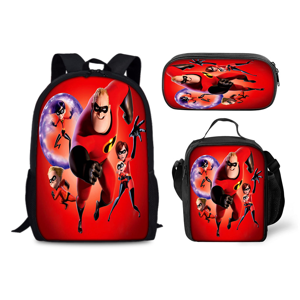 The Incredibles Schoolbag Backpack Lunch Bag Pencil Case 3pcs Set Gift for Kids Students