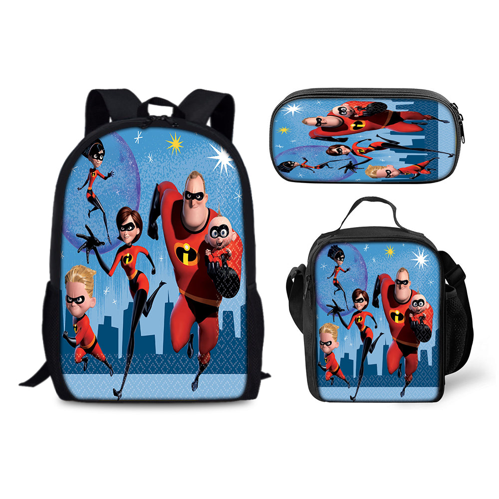 The Incredibles Schoolbag Backpack Lunch Bag Pencil Case 3pcs Set Gift for Kids Students