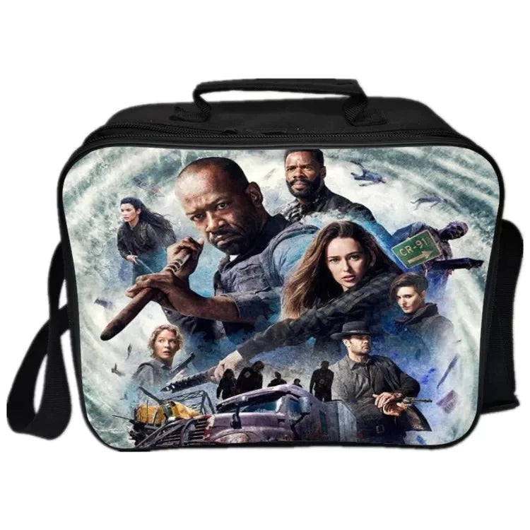 The Walking Dead  PU Leather Portable Lunch Box School Tote Storage Picnic Bag