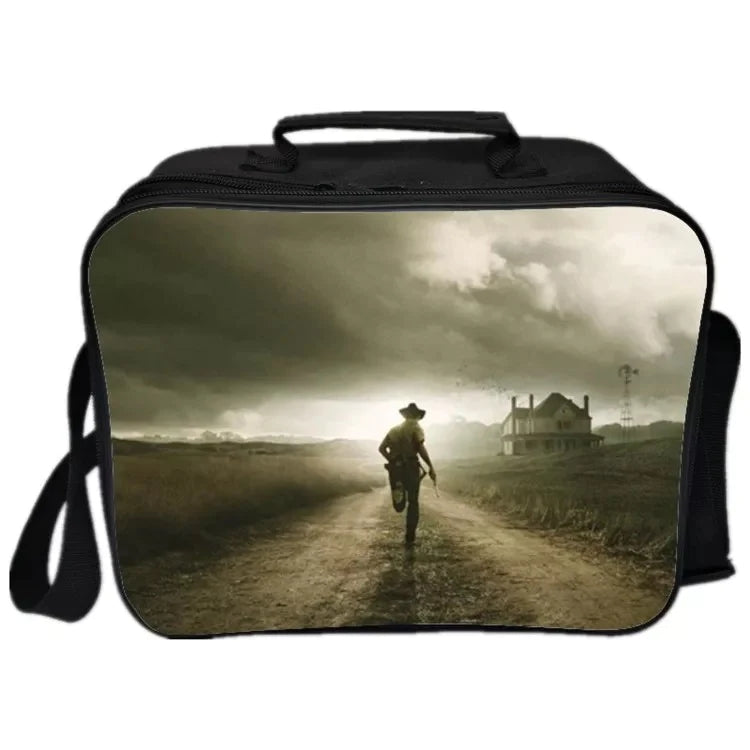The Walking Dead  PU Leather Portable Lunch Box School Tote Storage Picnic Bag