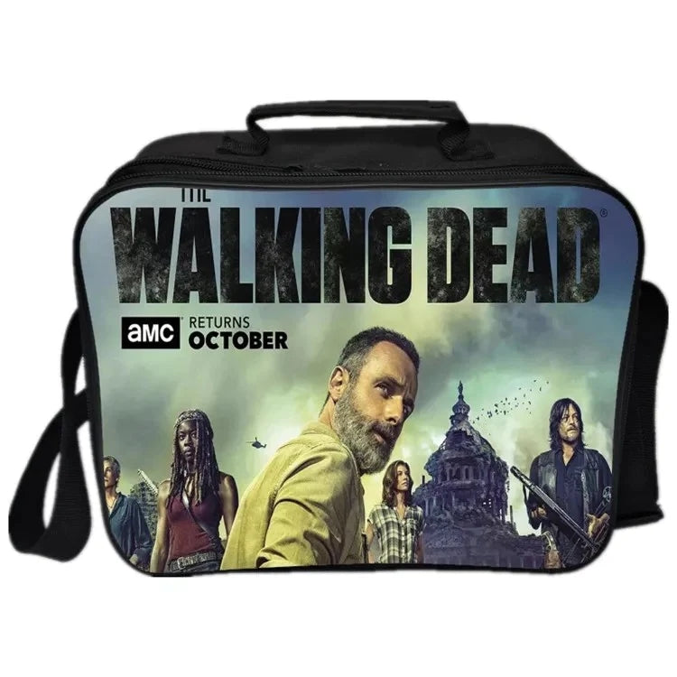The Walking Dead  PU Leather Portable Lunch Box School Tote Storage Picnic Bag