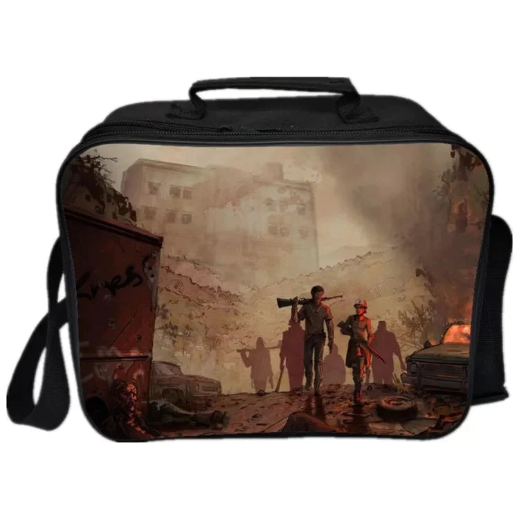 The Walking Dead  PU Leather Portable Lunch Box School Tote Storage Picnic Bag