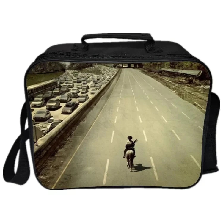 The Walking Dead  PU Leather Portable Lunch Box School Tote Storage Picnic Bag
