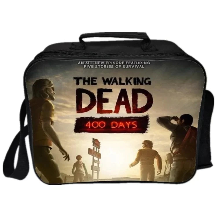 The Walking Dead  PU Leather Portable Lunch Box School Tote Storage Picnic Bag