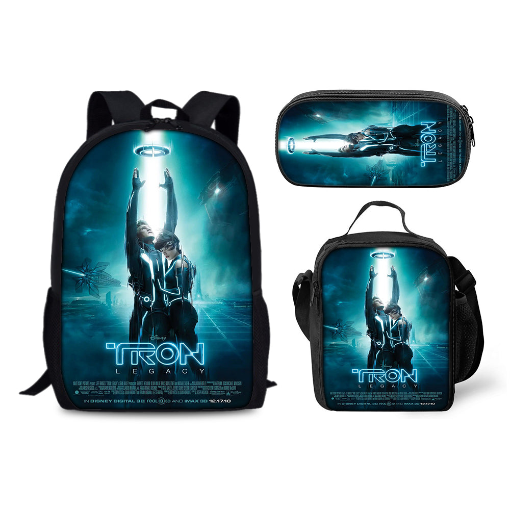 Tron Legacy Schoolbag Backpack Lunch Bag Pencil Case 3pcs Set Gift for Kids Students