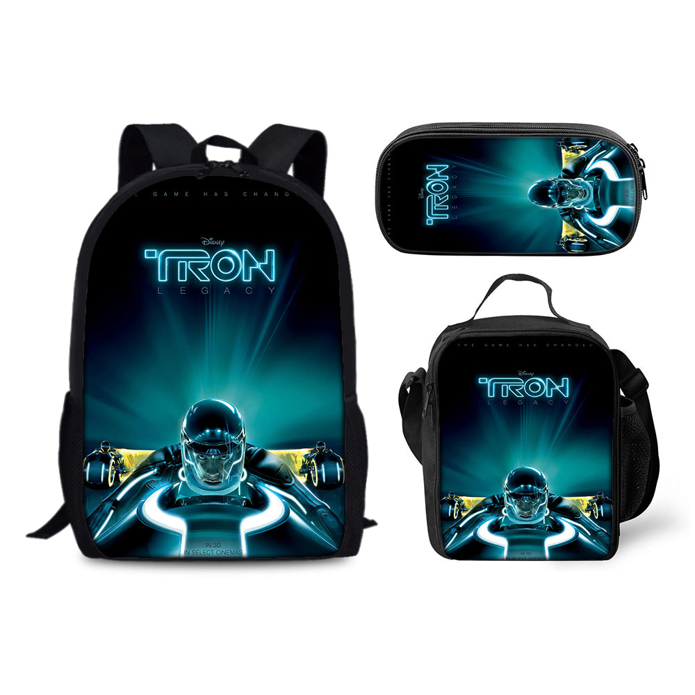 Tron Legacy Schoolbag Backpack Lunch Bag Pencil Case 3pcs Set Gift for Kids Students