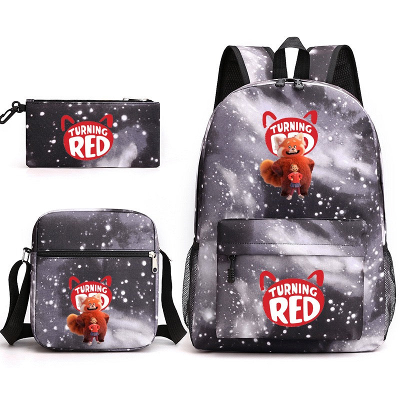 Turning Red SchoolBag Backpack Shoulder Bag Book Pencil Bags  3pcs Set