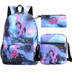 My Little Pony Twilight Sparkle SchoolBag Backpack Shoulder Bag Book Pencil Bags 3pcs Set