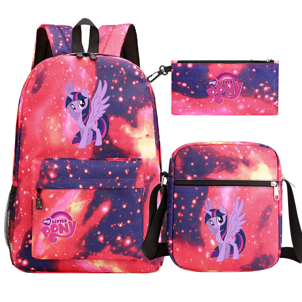 My Little Pony Twilight Sparkle SchoolBag Backpack Shoulder Bag Book Pencil Bags 3pcs Set
