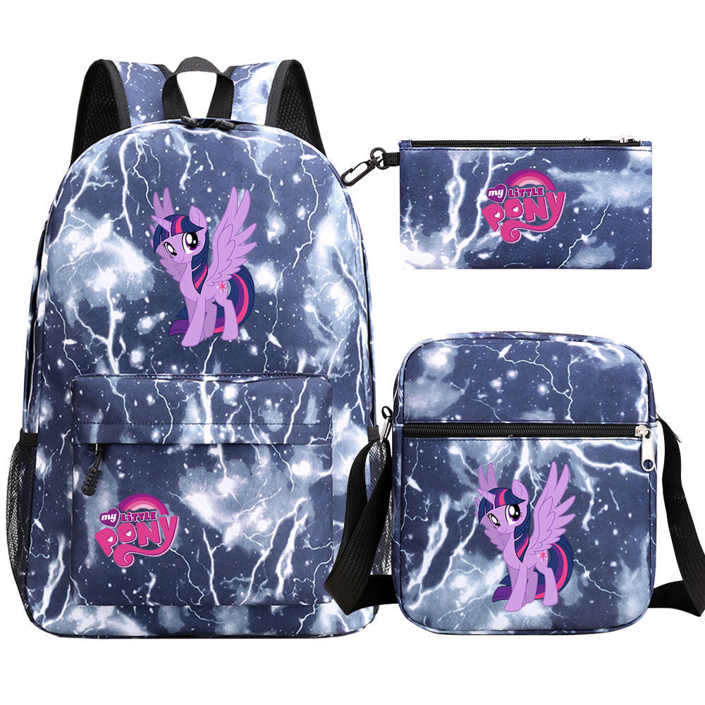 My Little Pony Twilight Sparkle SchoolBag Backpack Shoulder Bag Book Pencil Bags 3pcs Set