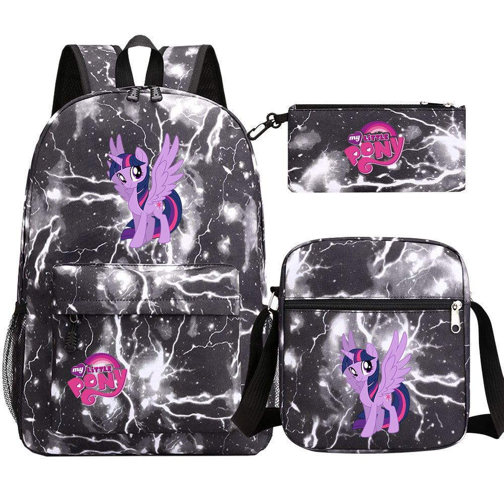 My Little Pony Twilight Sparkle SchoolBag Backpack Shoulder Bag Book Pencil Bags 3pcs Set