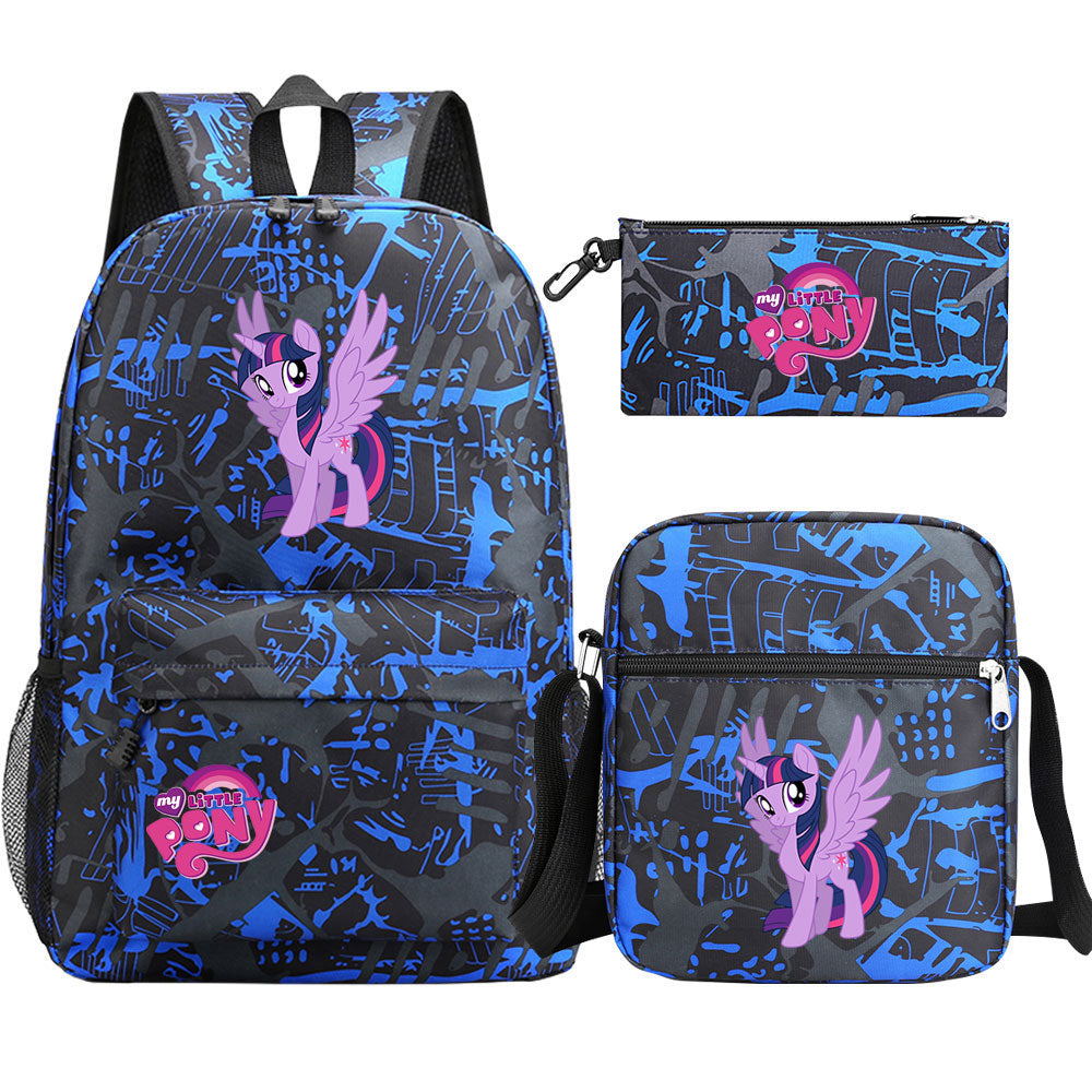 My Little Pony Twilight Sparkle SchoolBag Backpack Shoulder Bag Book Pencil Bags 3pcs Set