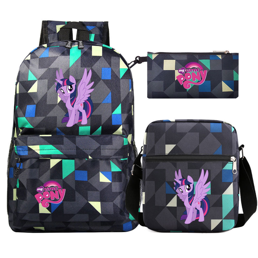My Little Pony Twilight Sparkle SchoolBag Backpack Shoulder Bag Book Pencil Bags 3pcs Set
