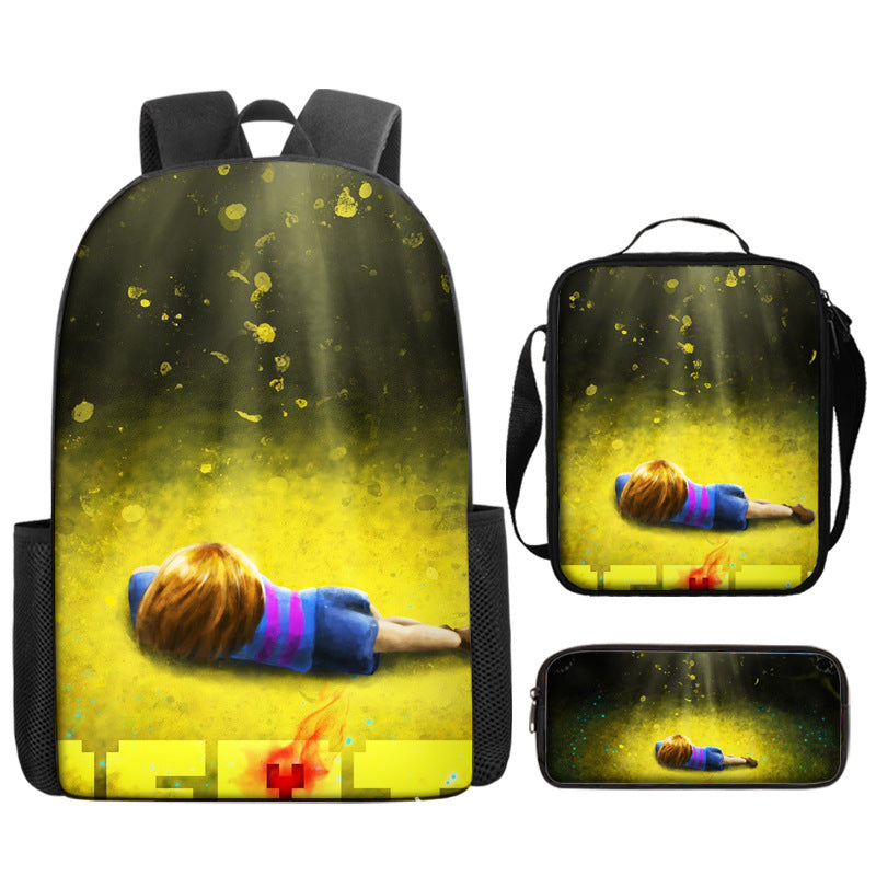 Undertale Sans Schoolbag Backpack Lunch Bag Pencil Case 3pcs Set Gift for Kids Students