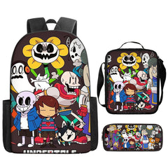 Undertale Sans Schoolbag Backpack Lunch Bag Pencil Case 3pcs Set Gift for Kids Students