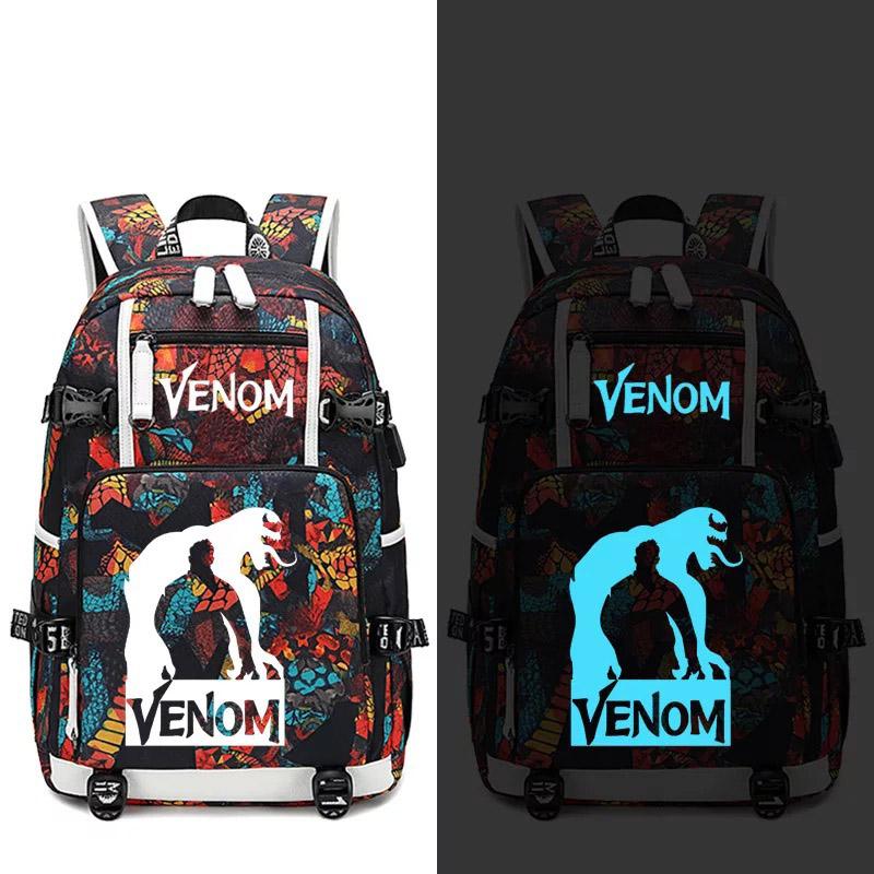 Venom USB Charging Backpack School NoteBook Laptop Travel Bags