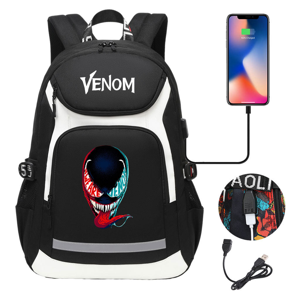 Venom USB Charging Backpack School NoteBook Laptop Travel Bags