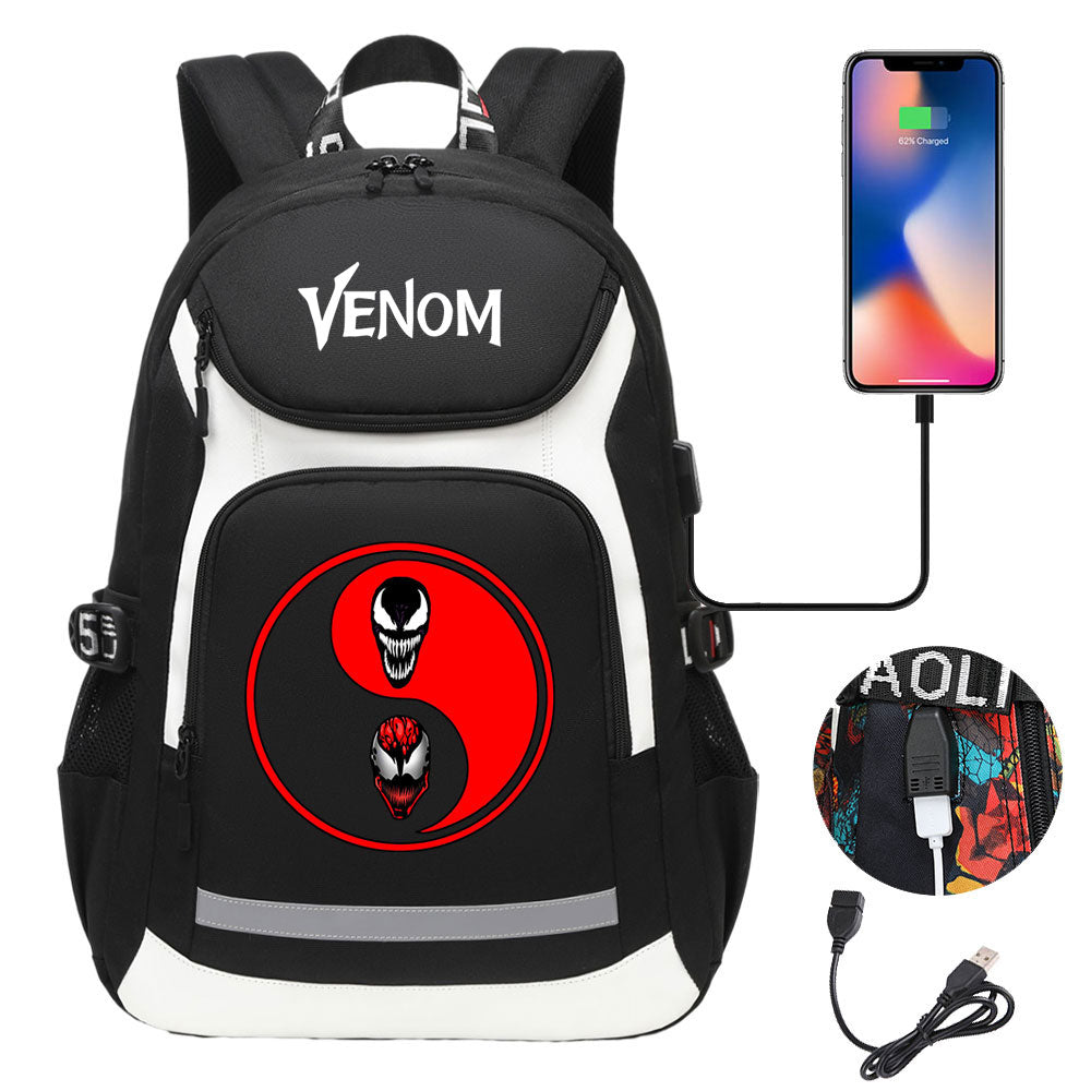 Venom USB Charging Backpack School NoteBook Laptop Travel Bags