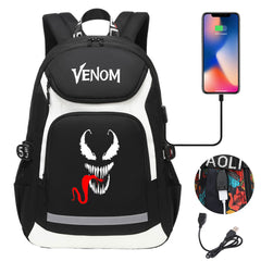 Venom USB Charging Backpack School NoteBook Laptop Travel Bags