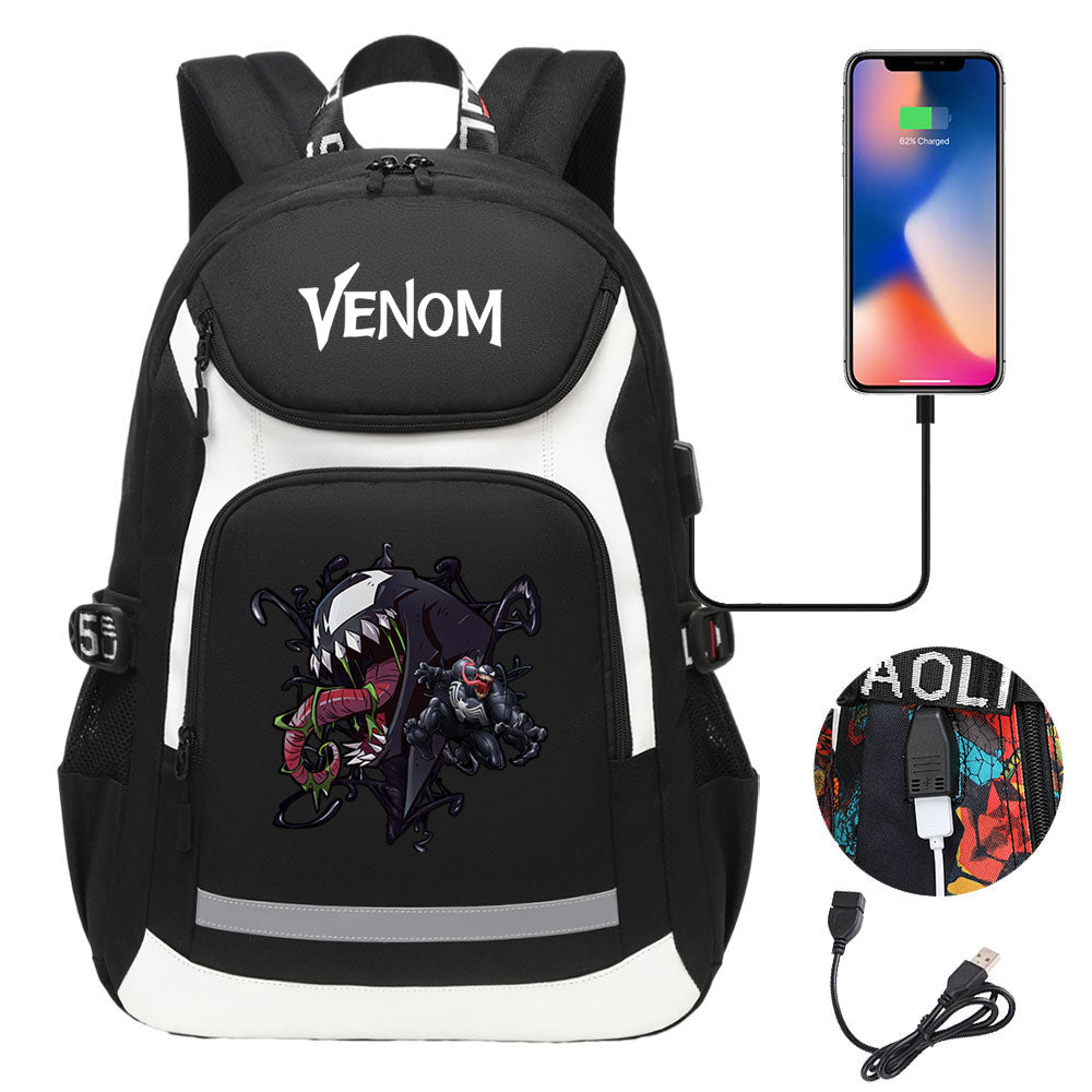 Venom USB Charging Backpack School NoteBook Laptop Travel Bags
