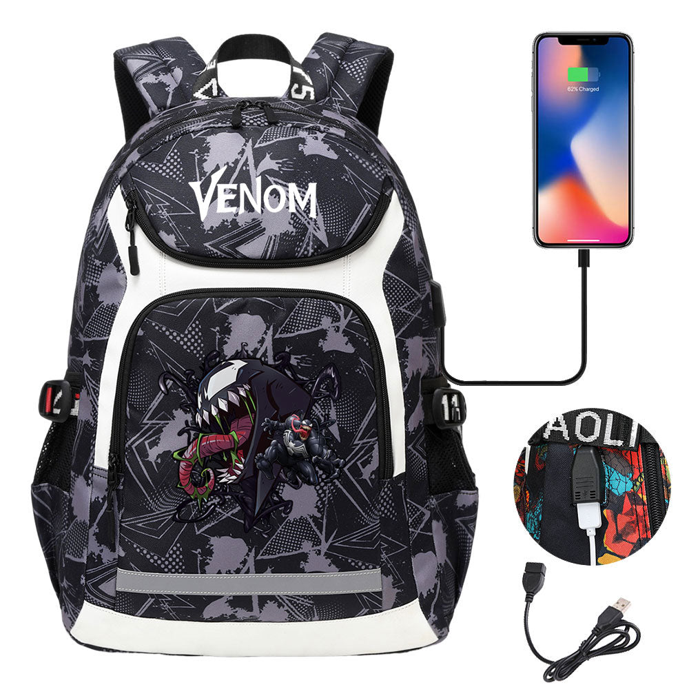 Venom USB Charging Backpack School NoteBook Laptop Travel Bags