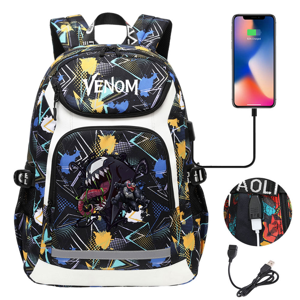 Venom USB Charging Backpack School NoteBook Laptop Travel Bags