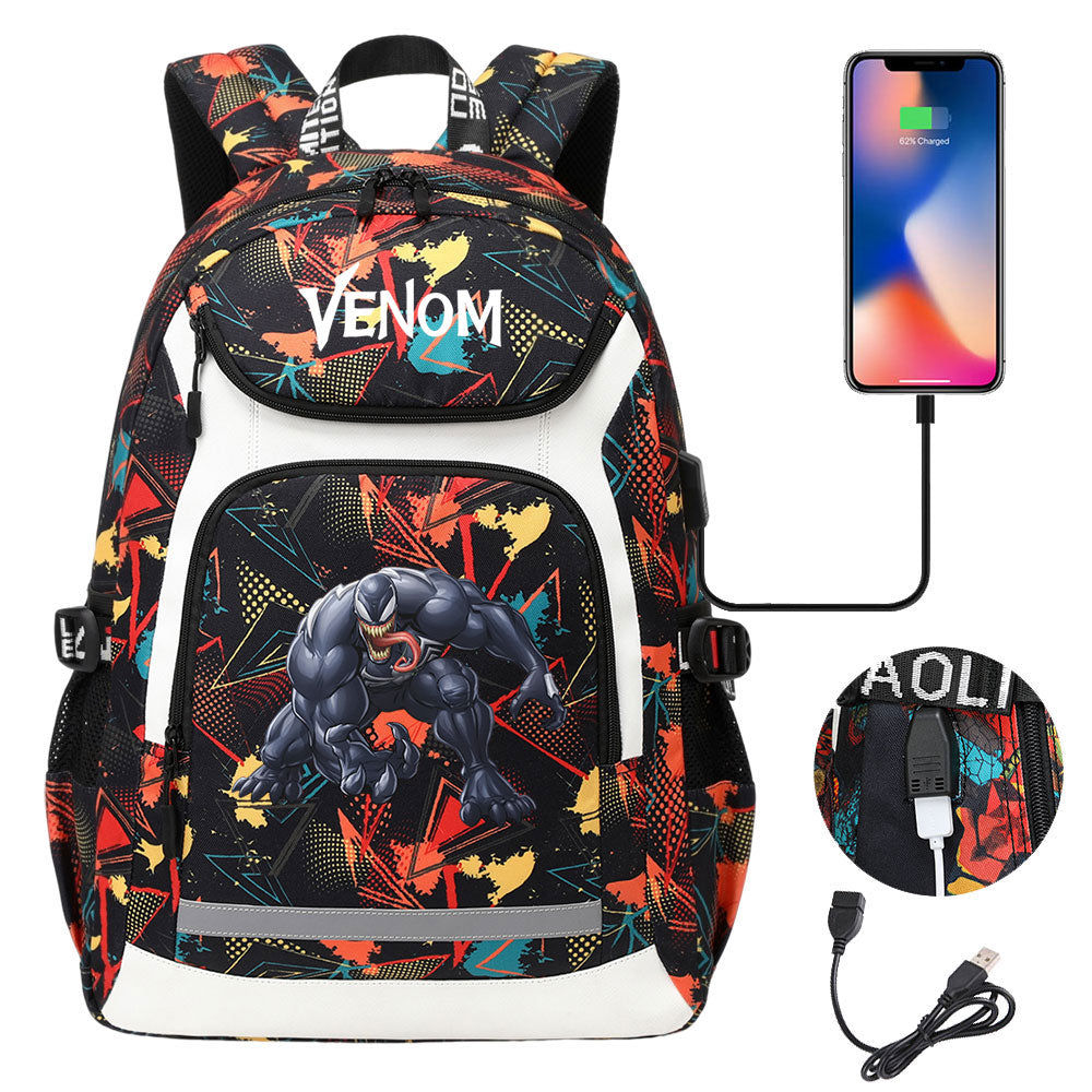 Venom USB Charging Backpack School NoteBook Laptop Travel Bags