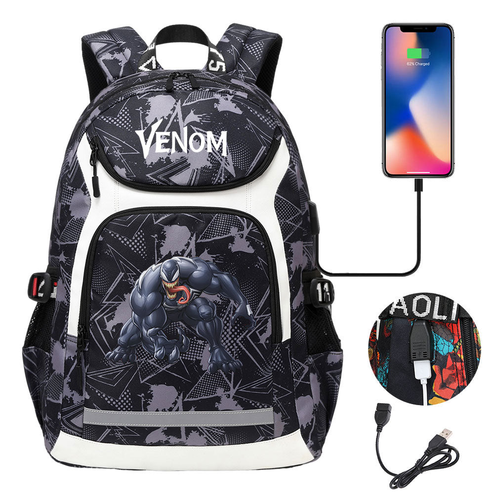 Venom USB Charging Backpack School NoteBook Laptop Travel Bags