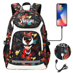 Venom USB Charging Backpack School NoteBook Laptop Travel Bags