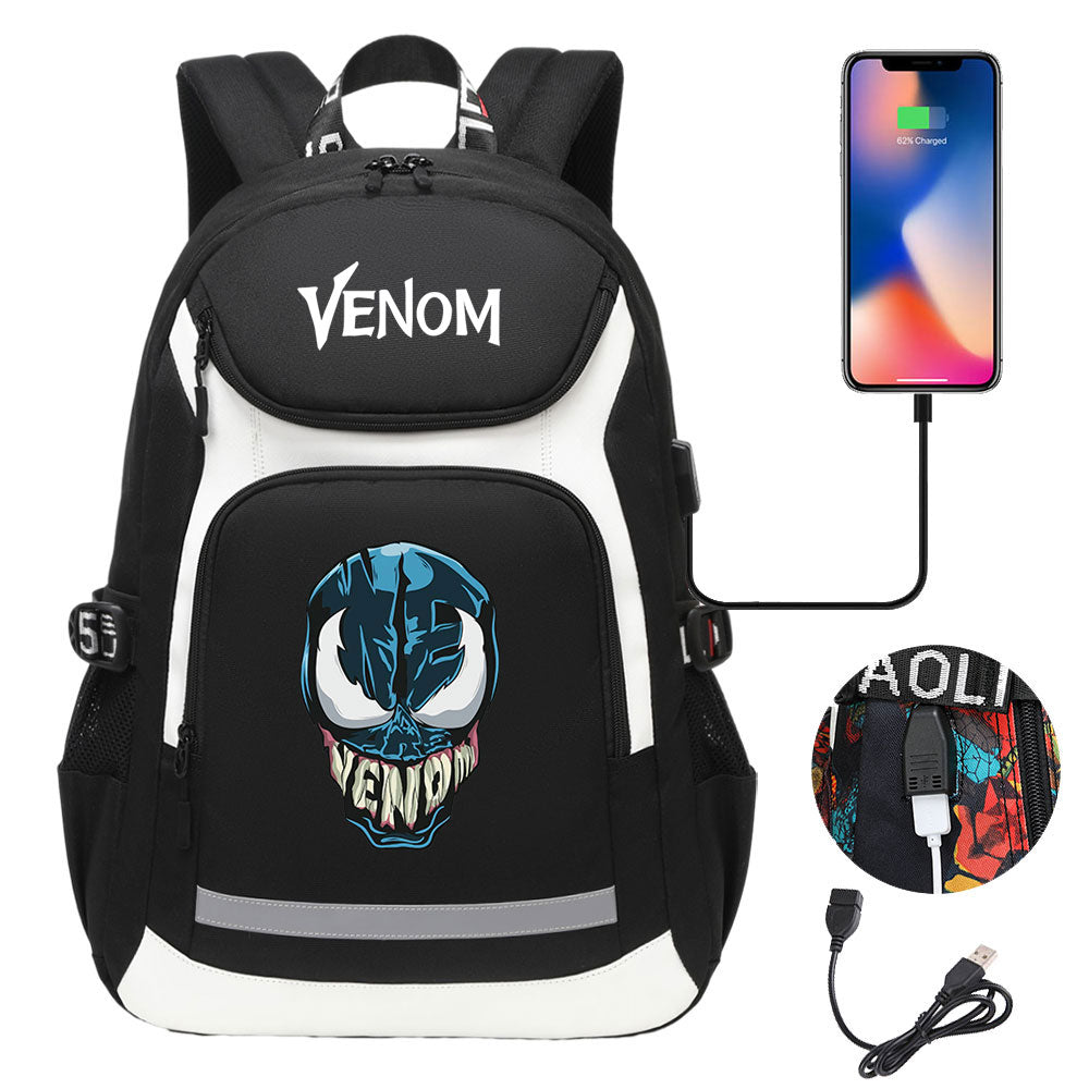 Venom USB Charging Backpack School NoteBook Laptop Travel Bags