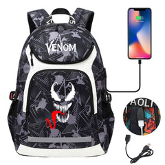 Venom USB Charging Backpack School NoteBook Laptop Travel Bags