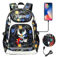 Venom USB Charging Backpack School NoteBook Laptop Travel Bags